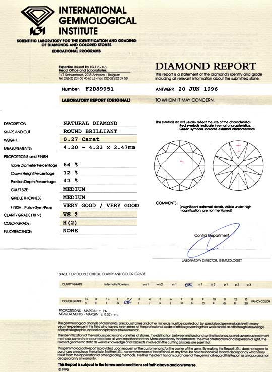Foto 9 - Diamant 0,27ct Brillant IGI Wesselton H VS VG/VG, D5977