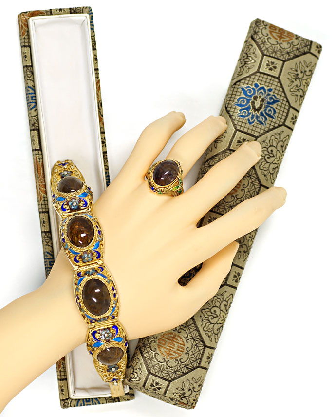 Foto 8 - Silber Armband und Ring emailliert, vergoldet, filigran, R9357