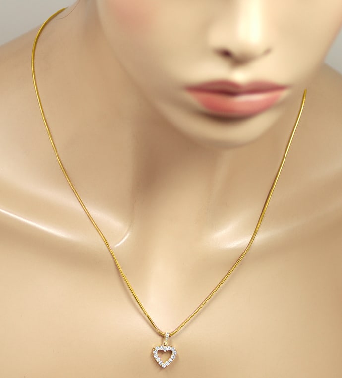 Foto 4 - Herzanhänger mit lupenreinen Diamanten an Goldkette, S2217