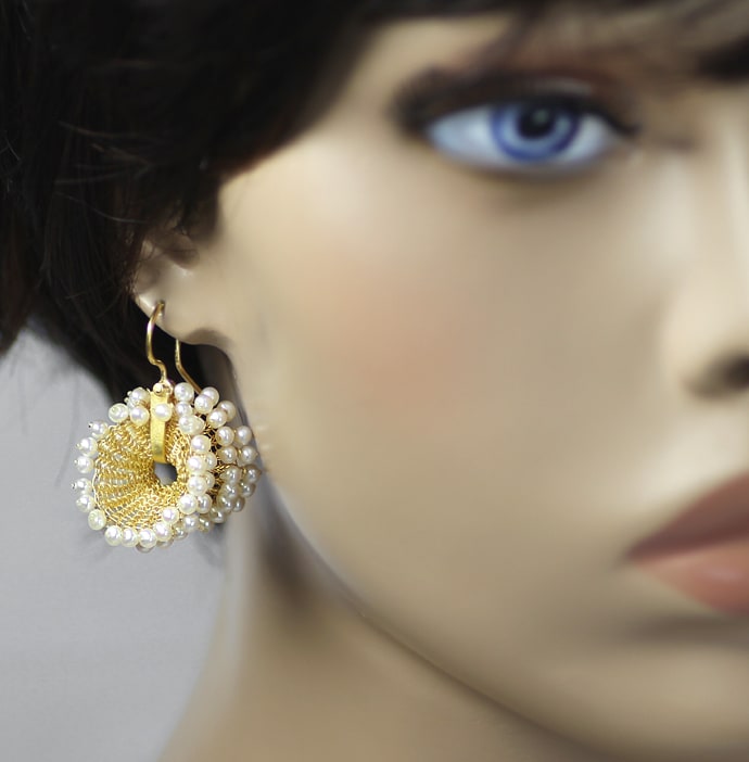 Foto 2 - Ohrhänger aus 900er Gelbgold mit 152 Perlen, S5286