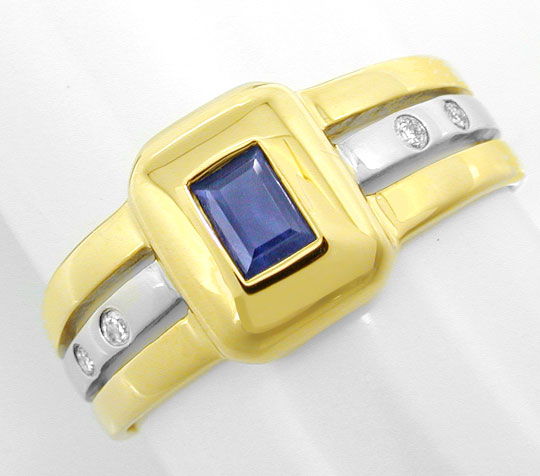 Foto 2 - Diamant Safir Ring, Brillanten Saphir Bicolor, S8825